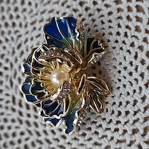 1pc Oil Painting Peony Brooch, New